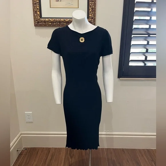 CHANEL | Dresses | Chanel Cotton Silk Black Midi Dress Size 4 Usa Size 6  P40797k02966 | Poshmark